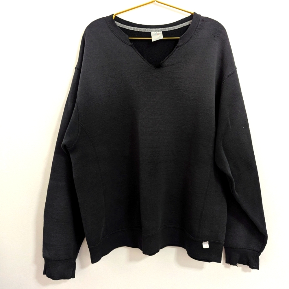 Vintage Russell Athletic Men's XL Dark Gray/Faded Black Crewneck Sweater